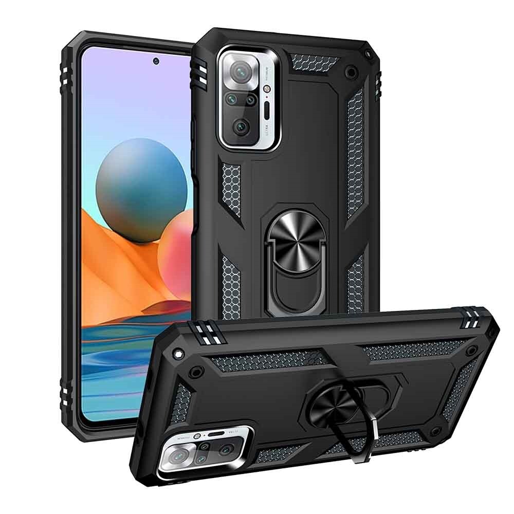 xprmy for Redmi Note 10 Pro/Note 10 Pro Max phone Case Luxury Armor Shockproof TPU PC 2 in 1 360 Degree Rotating Holder Ring Back Cover