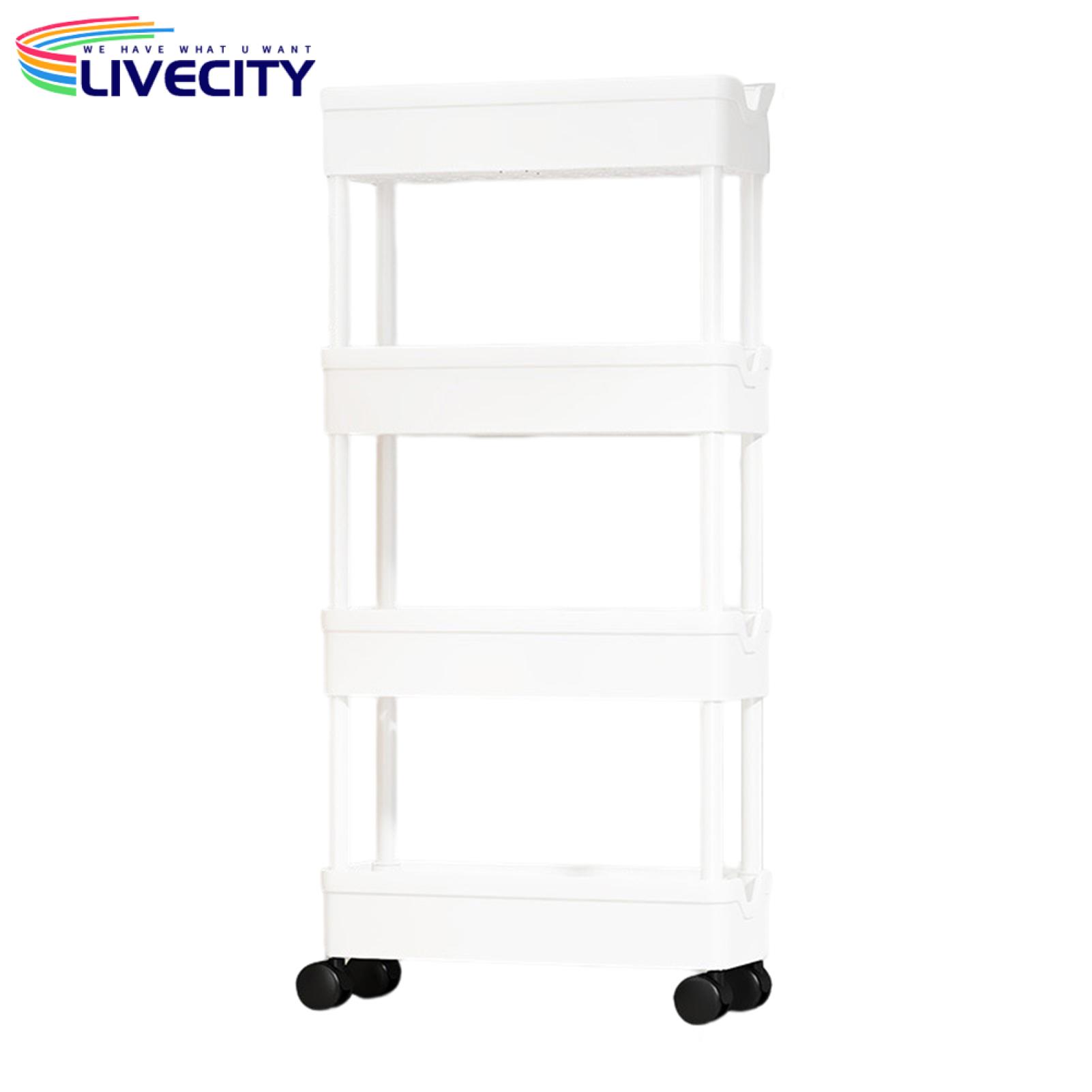 Four-tier Rolling Cart Versatile 4-tier Rolling Cart with 360-degree Wheels Space-saving Storage Shelf for Southeast Asian Buyers Book Storage Cart. 