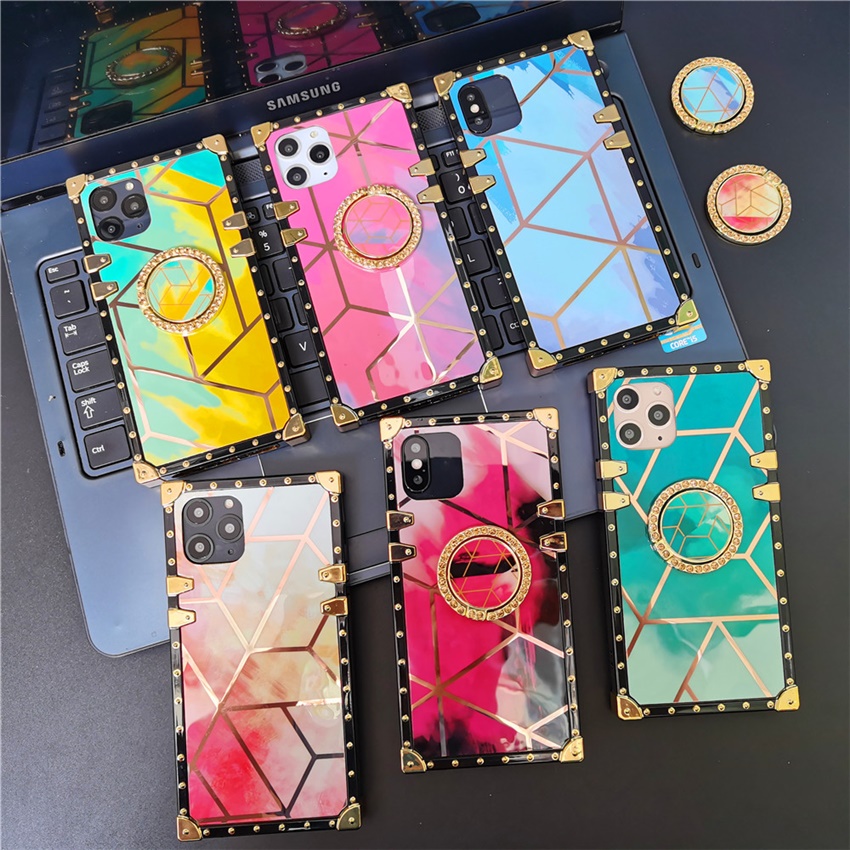 Luxury Glitter Gradient Geometric Square Cover Case For Xiaomi Redmi Note 11 PRO 10 PRO MAX 9 9A 9C 10 10A 10C POCO X3 GT M3 M4. 