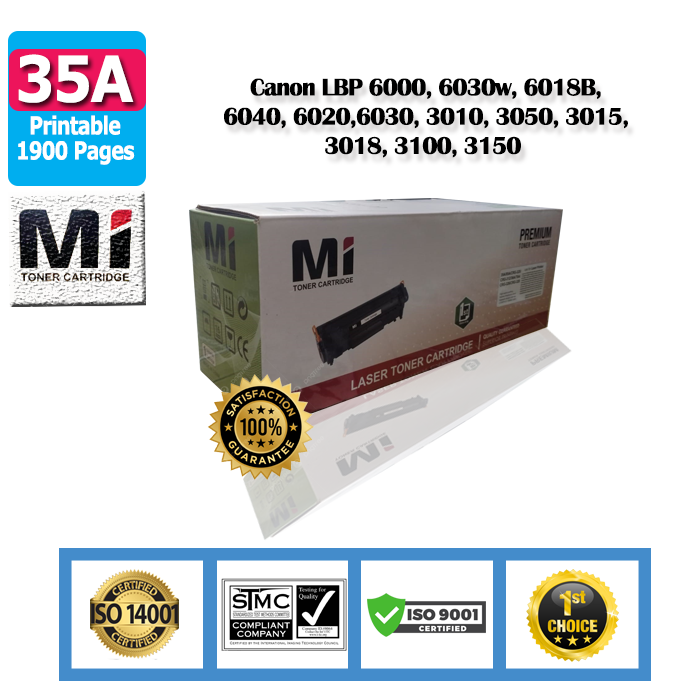 MI 35A/85A black Laser Toner for Canon LBP 6000/6030w/6018B/6040/6020/6030/3010/3050/3015/3018/3100/3150 Series Printer