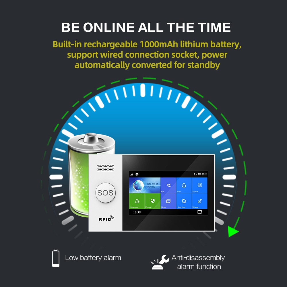 PGST PG-107 Tuya Wireless Home WIFI GSM Home Security With Motion Detector Sensor Burglar Alarm System APP Control Support Alexa. 
