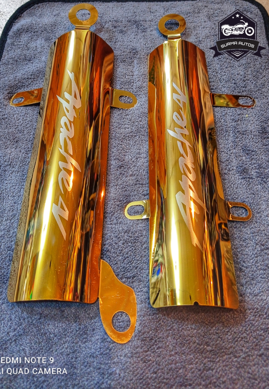 2pcs Apache 4V front fork suspension metal cover golden colour 1set. 