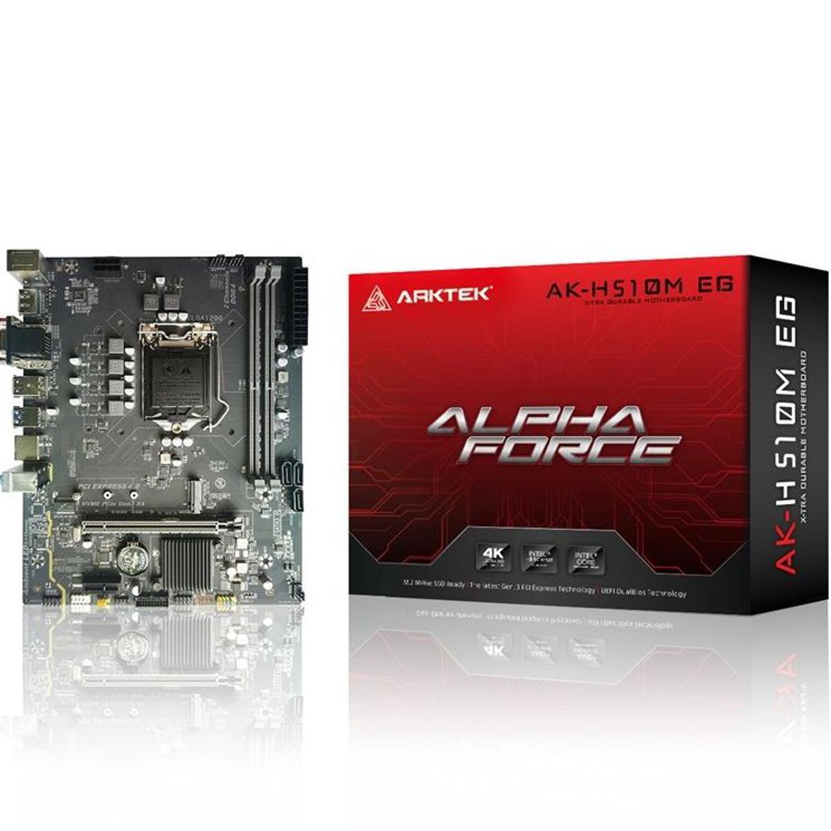 MOTHERBOARD ARKTEK (AK-H510M EG) Socket LGA  1200, H510 for 11th/10th Gen CPU; Dual Channel DDR4  Memory, USB 2.0 & 3.0, 4 X SATA 3.0, PCI EXPRESS, M.2  Nvme SSD Socket, HD Audio, 2 Year Warranty