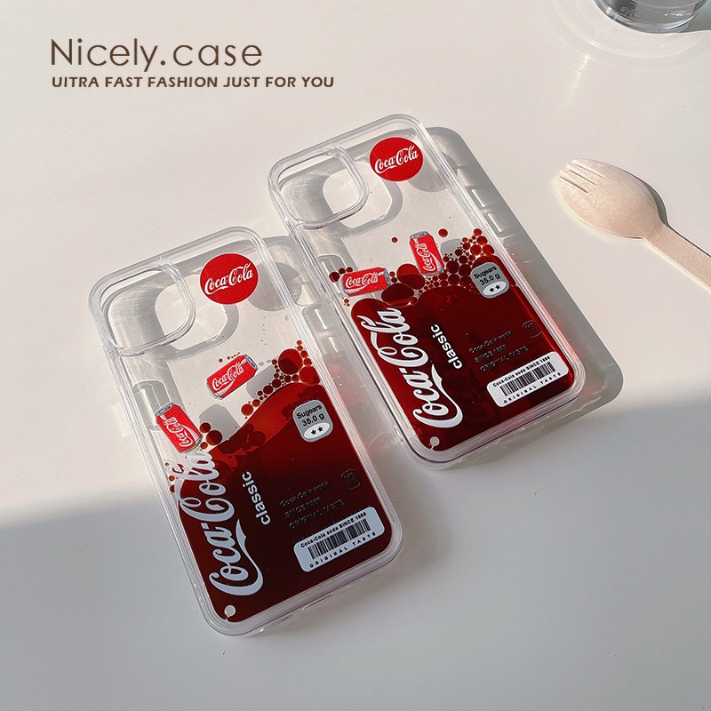 Floating Coca Cola Flowing Liquid Quicksand Phone Cases for iPhone 14 13 Mini 12 11 Pro Max X Xr Xs Max 6 7 8 Plus 12Mini Se Acrylic Shockproof Bumper Back PC Cover Mobile Casing. 