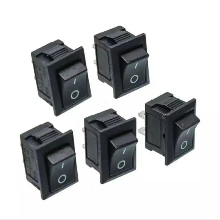 6A 250V black color DPST Vertical rocker switch 5 Ps. 