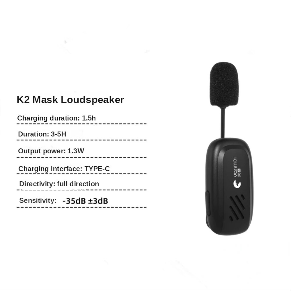New Wireless Lavalier Lapel Mask Microphone Raised Voices Bluetooth Speaker YANMAI Portable Mini 400mAh 5 Hours Lavalier MIC. 