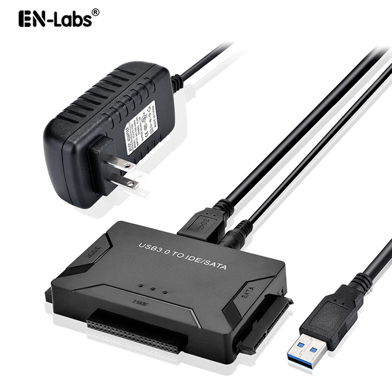 USB SATA IDE Adapter w/ 12V2A Power Cable,2.5 3.5 IDE / SATA HDD to USB 3.0 Converter,2.5 SSD / IDE Hard Drive CD-ROM to USB 3