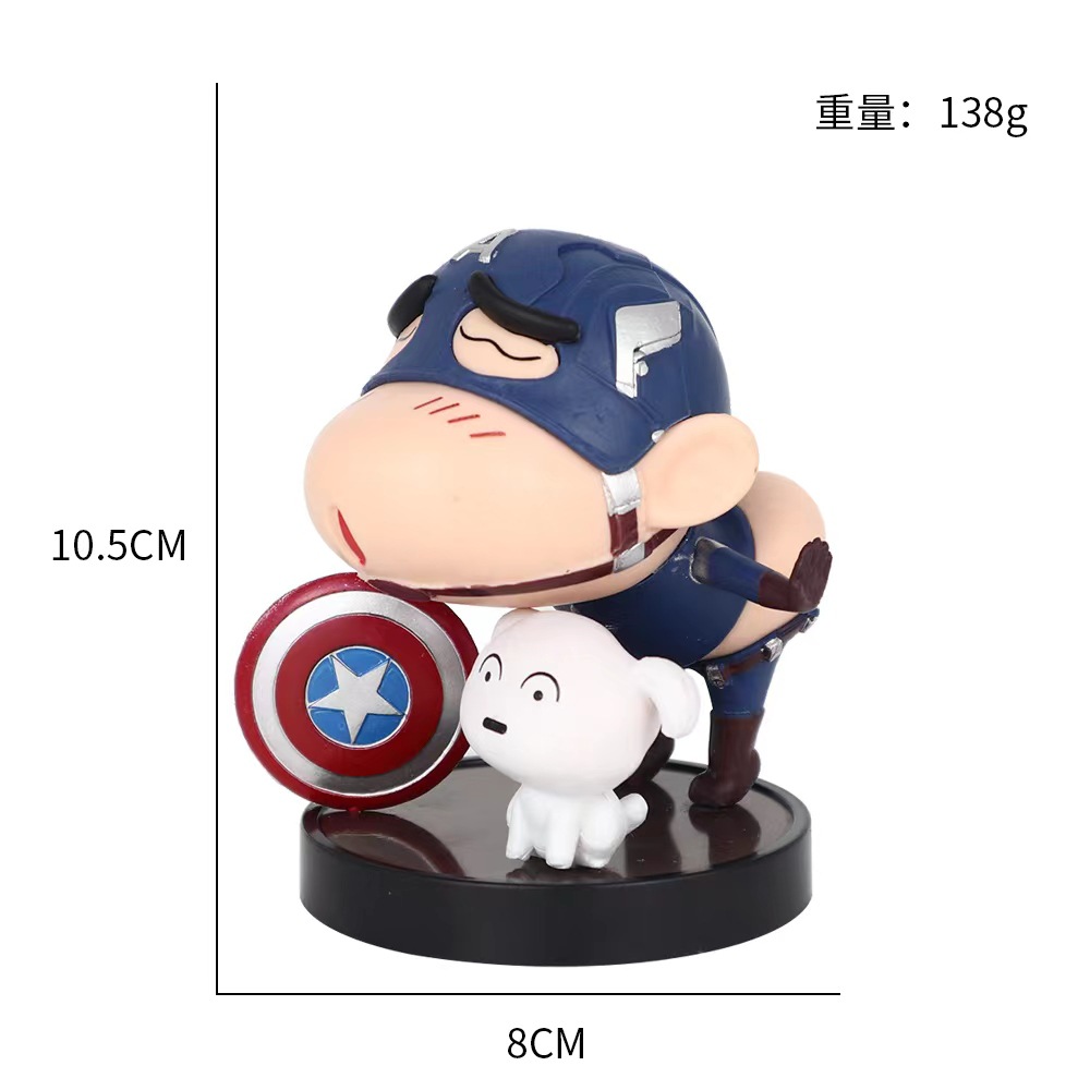 Cross-border toys crayon Xiaoxin animation figure superhero Spider-Man Superman figure ornament car scenery. 