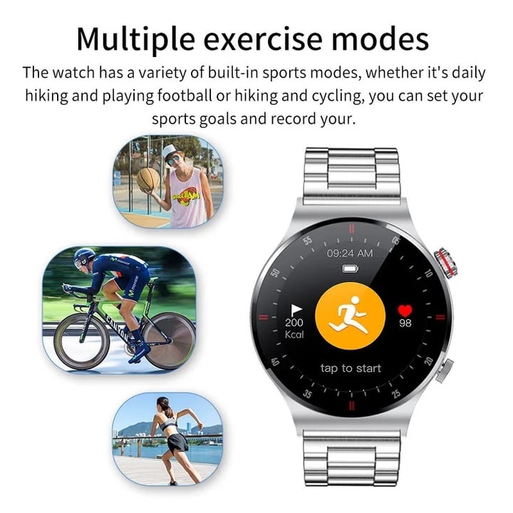 LIGE BW0382 ECG+BP+NFC Made in Japan  Bluetooth call Smart watch Men Heart rate Blood pressure Full touch sports Fitness Watches Bluetooth Call for Android iOS smart watch with Steel and Silicon belt. 