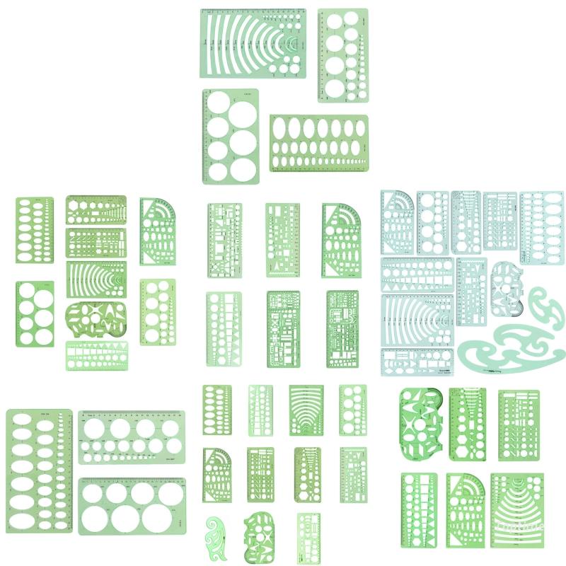 Top Architectural Templates Landscaping Architecture Drafting Ruler Shapes Drawing Stencils for School Work Green Plasti