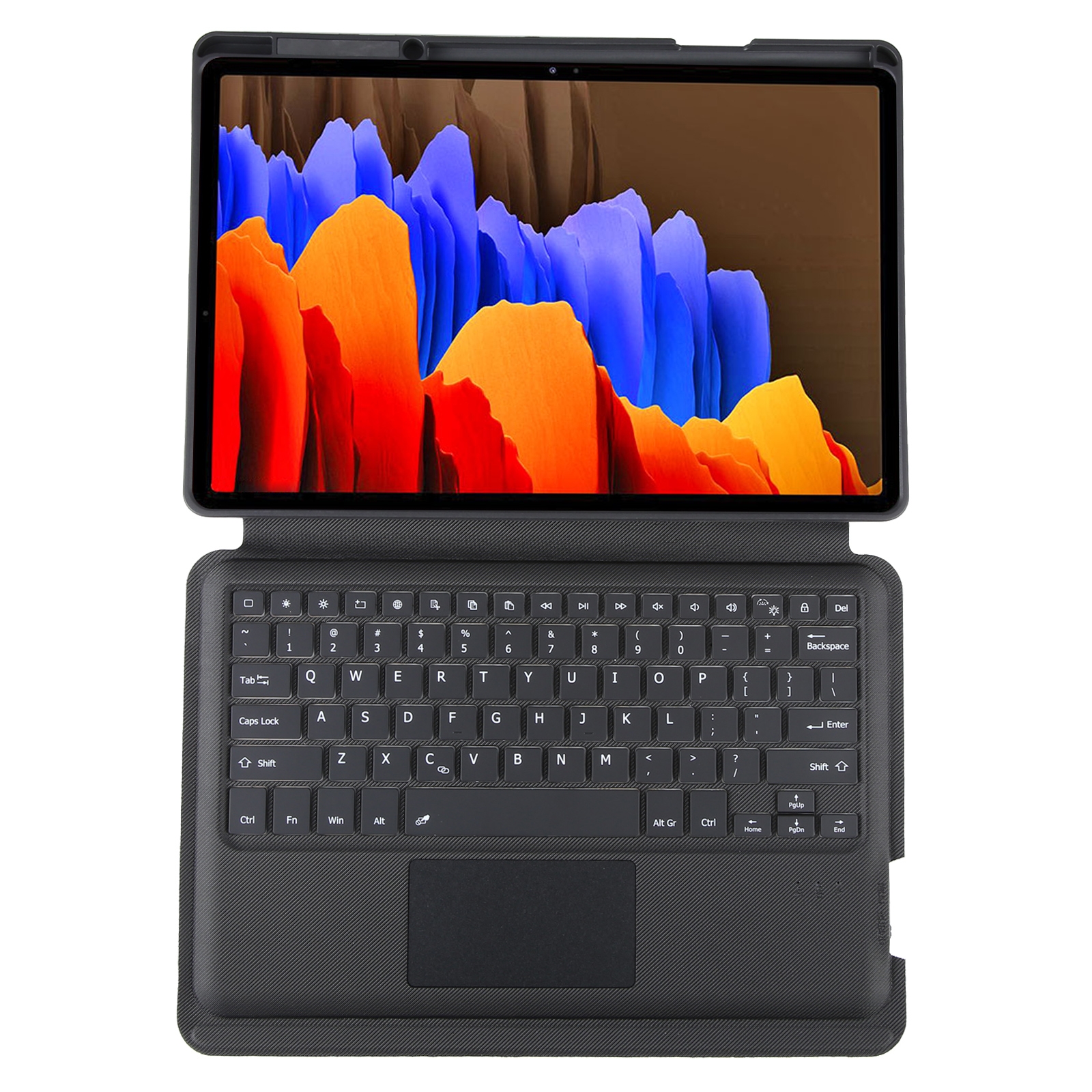 T970B-AS Pivot Backlight Upper Pen Tray Bluetooth Keyboard Leather Case For Samsung Galaxy Tab S7+/S7 FE/S8+. 