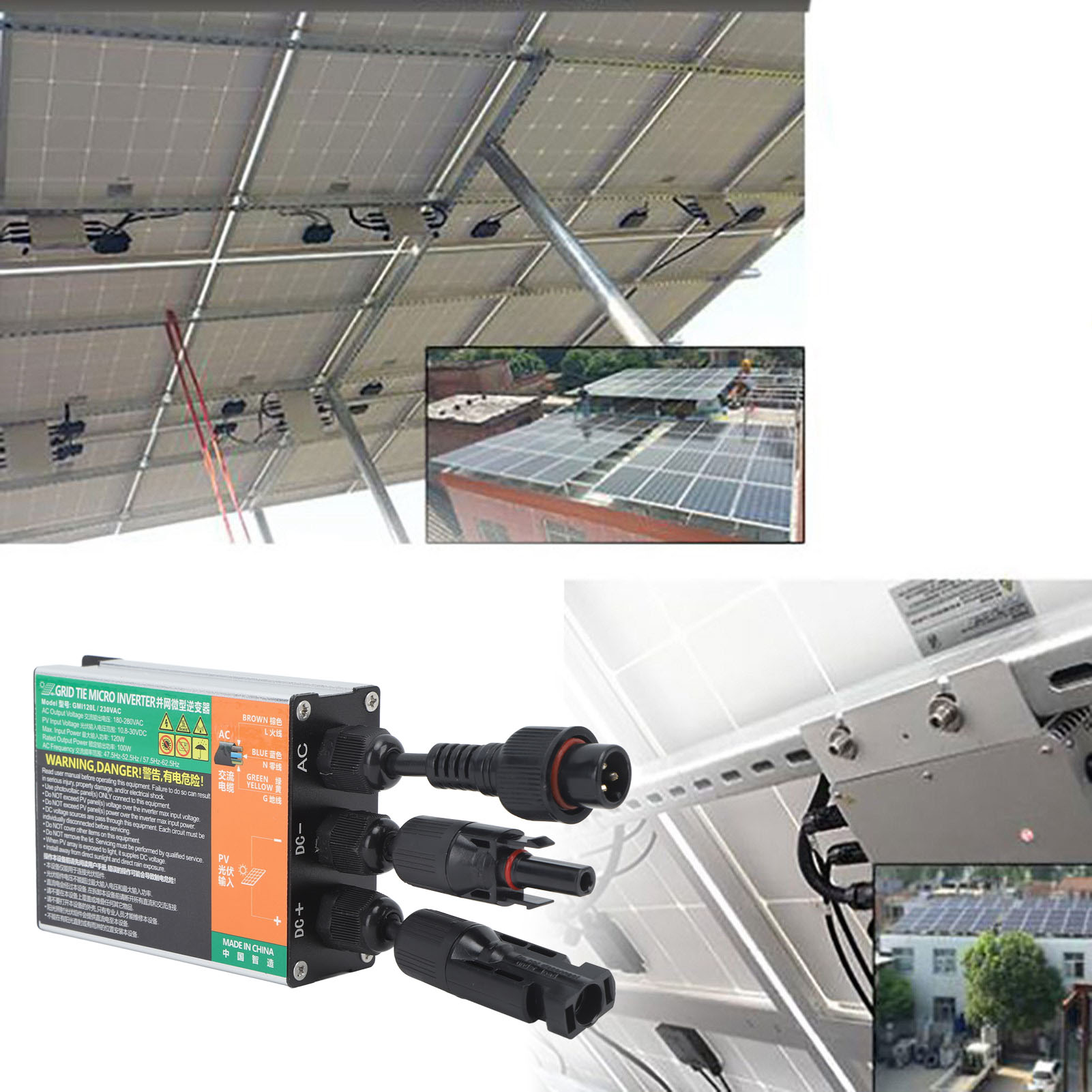 GMI 120W Inverter 120 Watt Pure Sine Inverter AC220V Island Protection Stable Power Output Current Protection for Outdoor. 