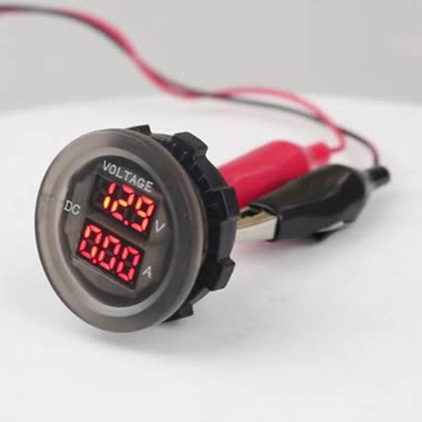 Car LED Digital Voltmeter DC 12V/24V LED Dual Voltmeter Ammeter Red