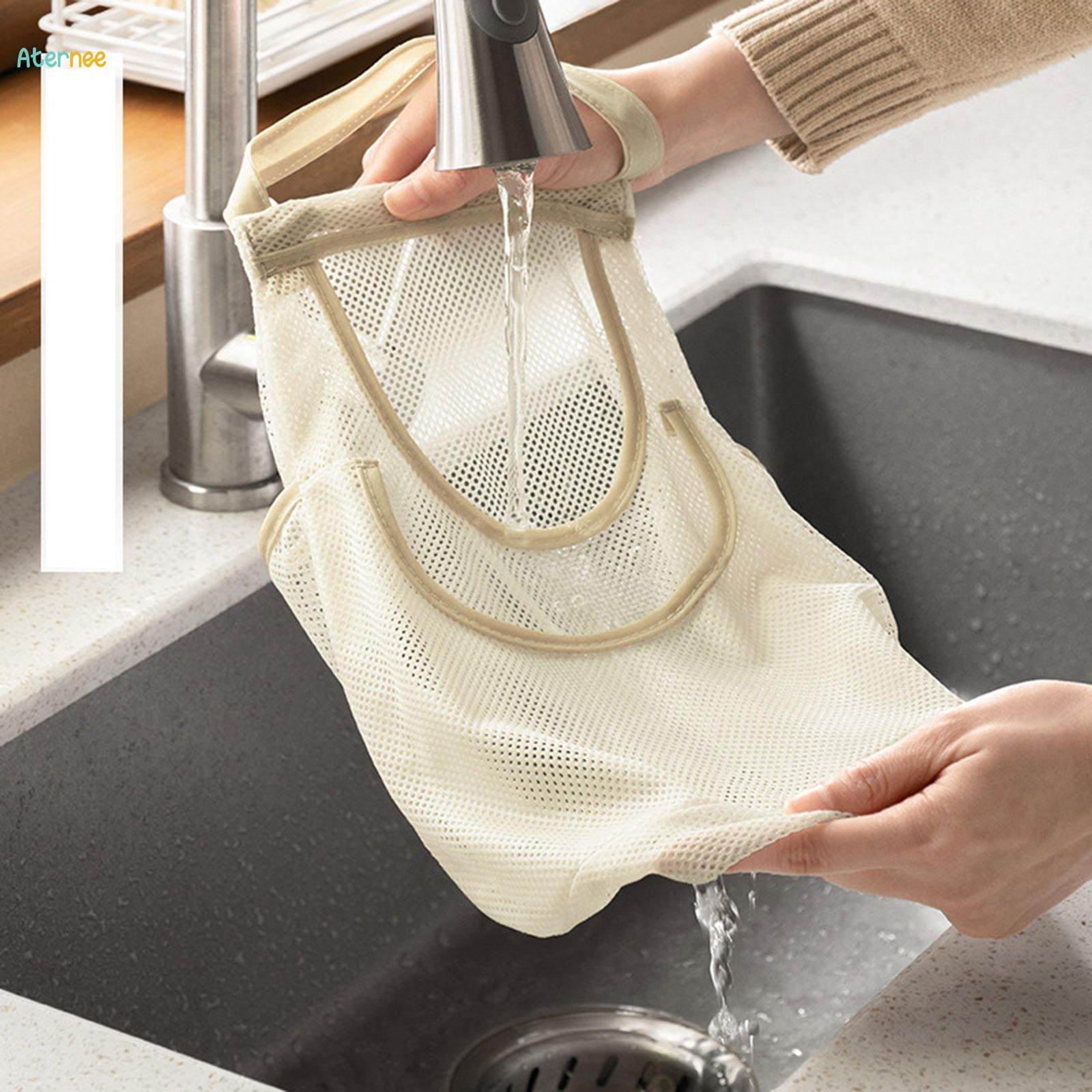 Mesh Garlic Net Bag Reusable Mesh Bag with Handle for Onions Fruit Potatoes. 