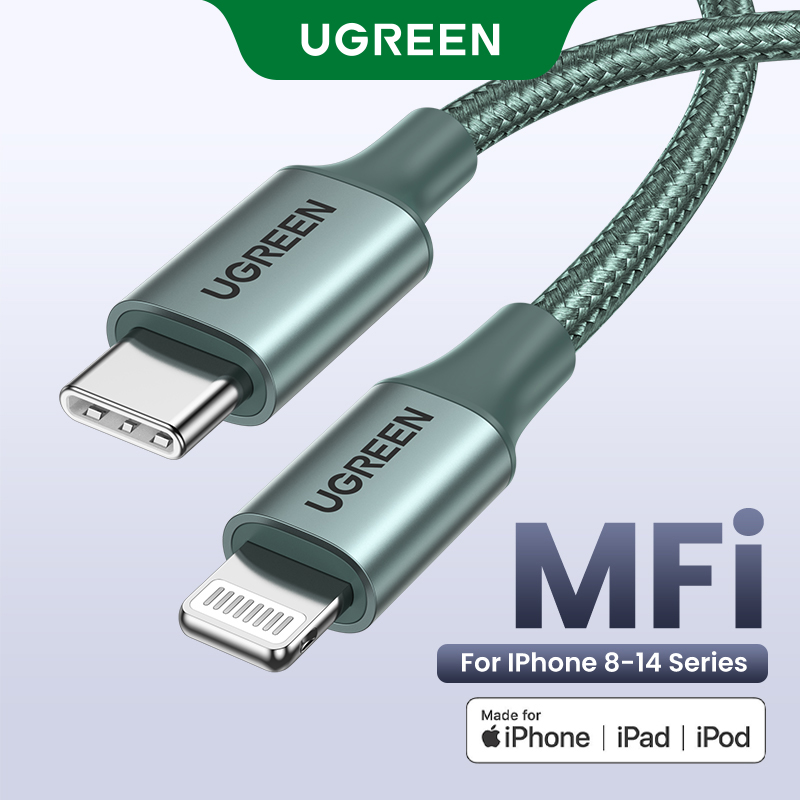 UGREEN USB C to Lightning Cable Nylon Braid MFi Certificate for iPhone 13,12, 12 Pro,11 /iPhone 11 Pro /XS Max X 8 20W PD Fast Charger Data Cable for Macbook Pro, Air, iPad Pro 2020,2018 USB C Cord. 