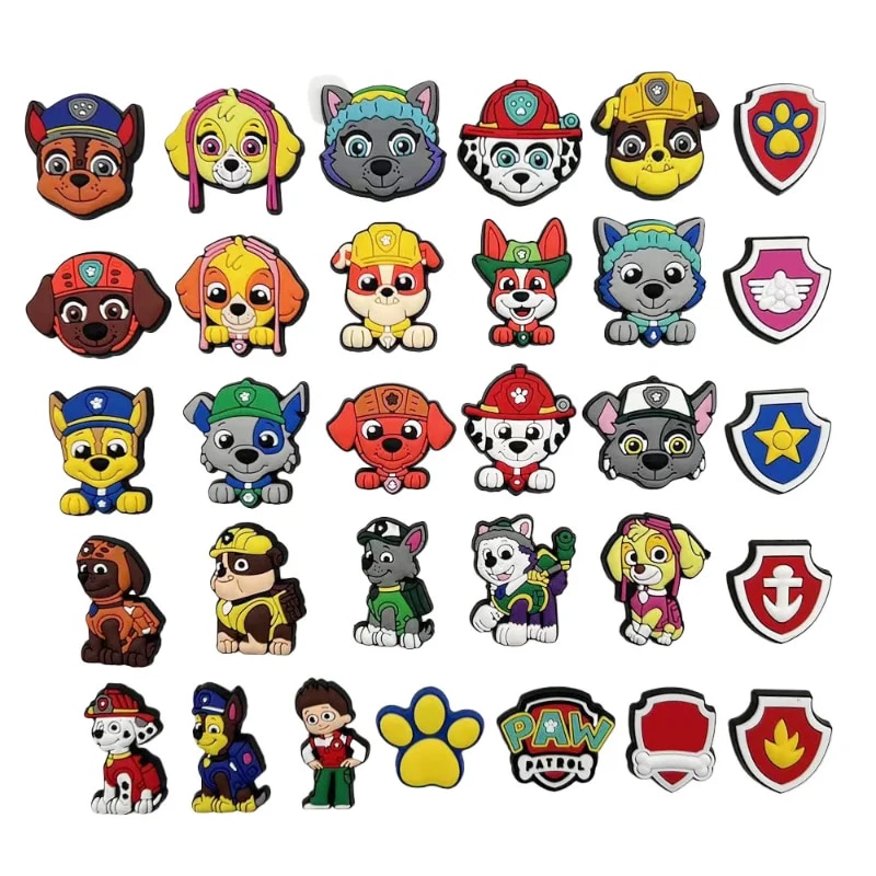 Paw Patrol Chase Crocs Charms Accessories Shoe Buckle Wholesale Sky DIY Cartoon Sneakers Shoes Decoration Kids X-mas Party Gift. 