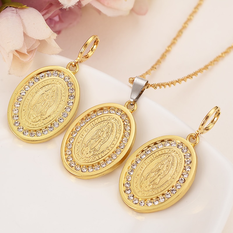 Mother Virgin Mary Necklace Earrings 