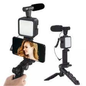 Ay-49 Phone Vlog Tripod Vlogging Kits Live Selfie Fill Light Integration With Remote Control Microphone Light Light - Ring Light