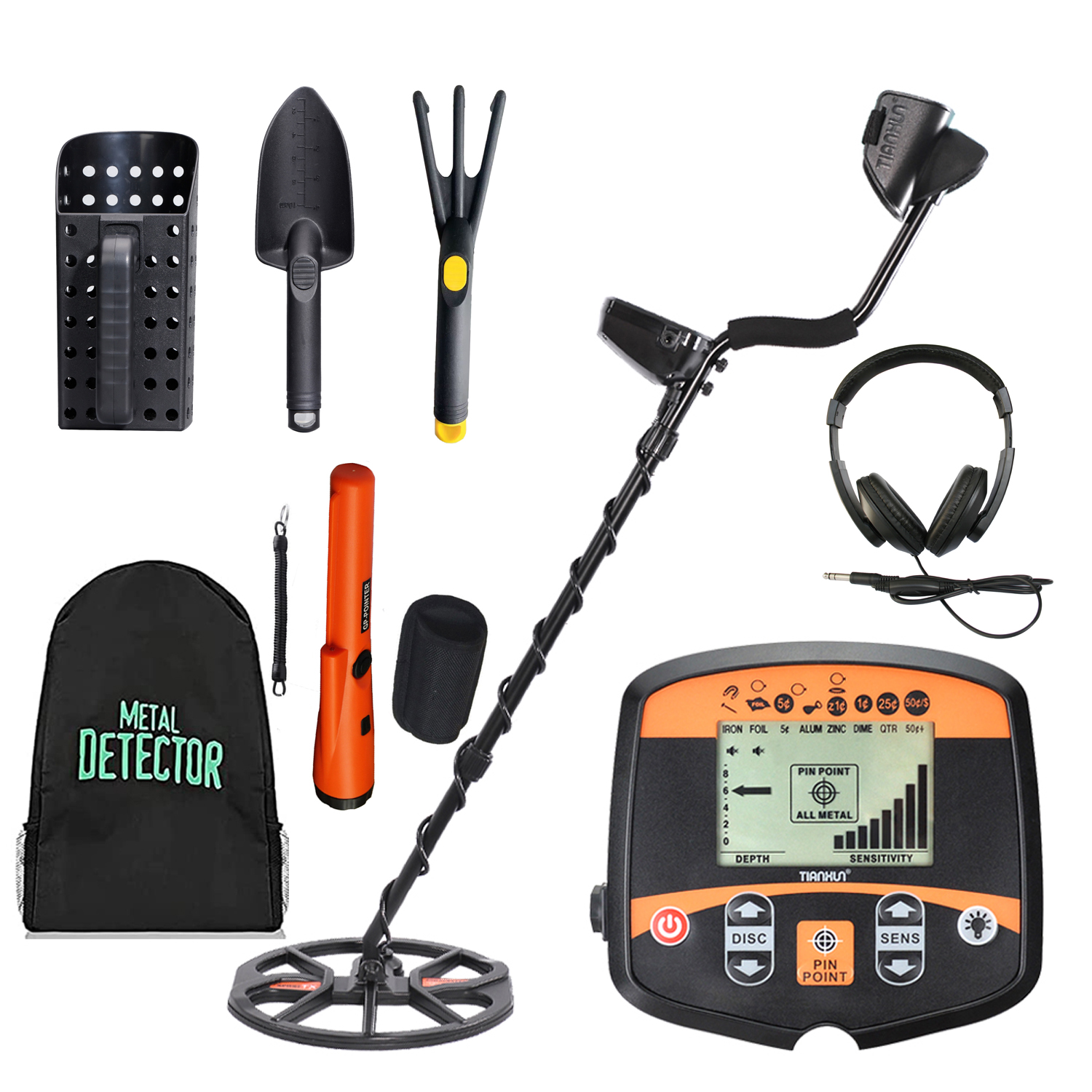 Professional Underground Metal Detector TX-960 Gold Scanner Search Finder Gold Detector with 13 Waterproof Search Coil LCD. 