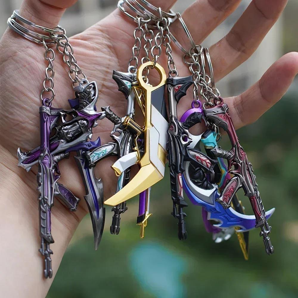 Valorant Keychains Set Reaver Karambit Knife Vandal Metal Game Peripheral Metal Model Keychains Pendant Gifts Toys