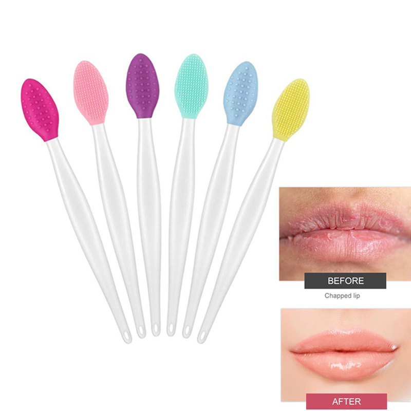 Lip Brush Tool Lip Scrub Brush Double-Sided Silicone Lip Exfoliator Brush Lip Scrubber Tool for Dark Lips