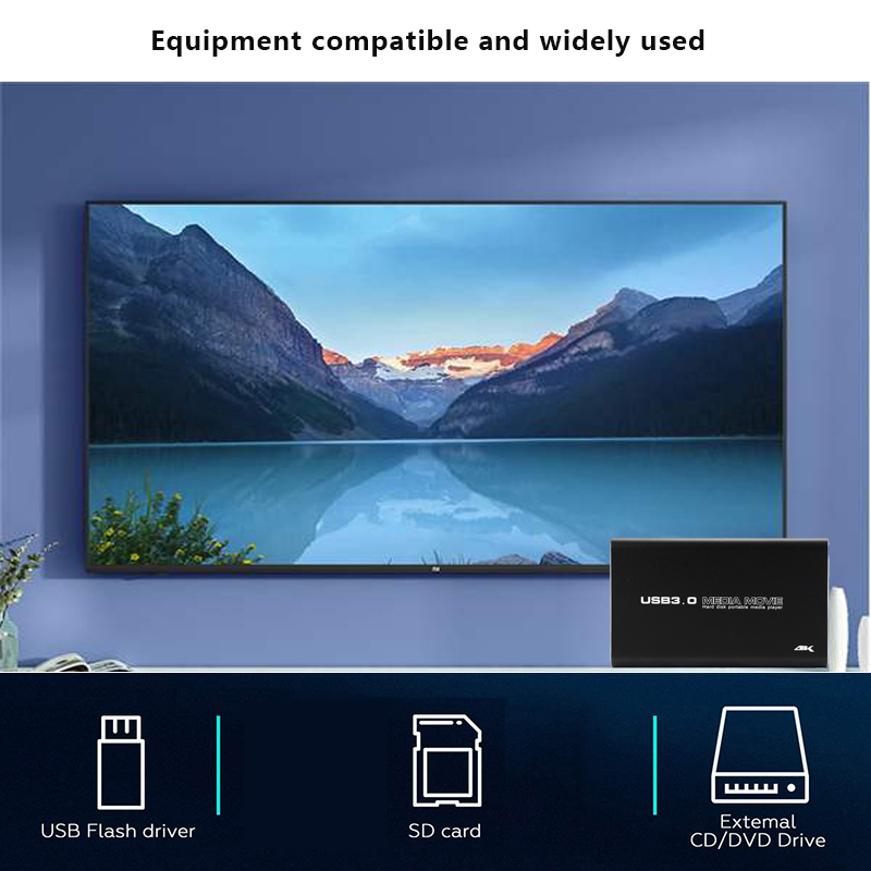 4K USB3.0 HDD Media Player Full HD H.265 Media Player Center with Auto Play For USB OTG SD AV TV AVI RMVB RM PPT SPDIF USB Hard. 