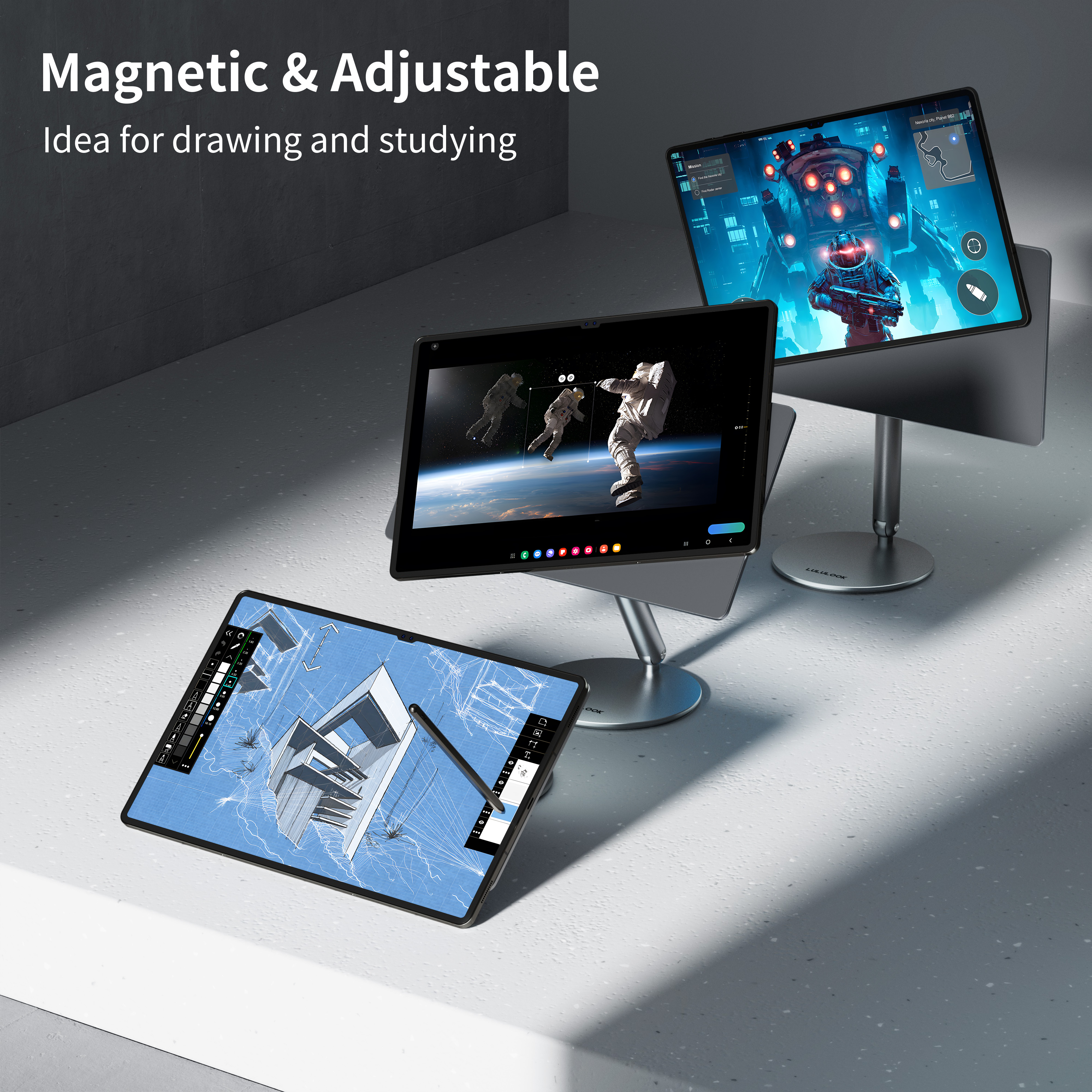 Lululook Magnetic Tablet Stand For Samsung Galaxy Tab S10 S9 Ultra 14.6 S8 Ultra, 360° Rotation Base Adjustable Holder Bracket. 