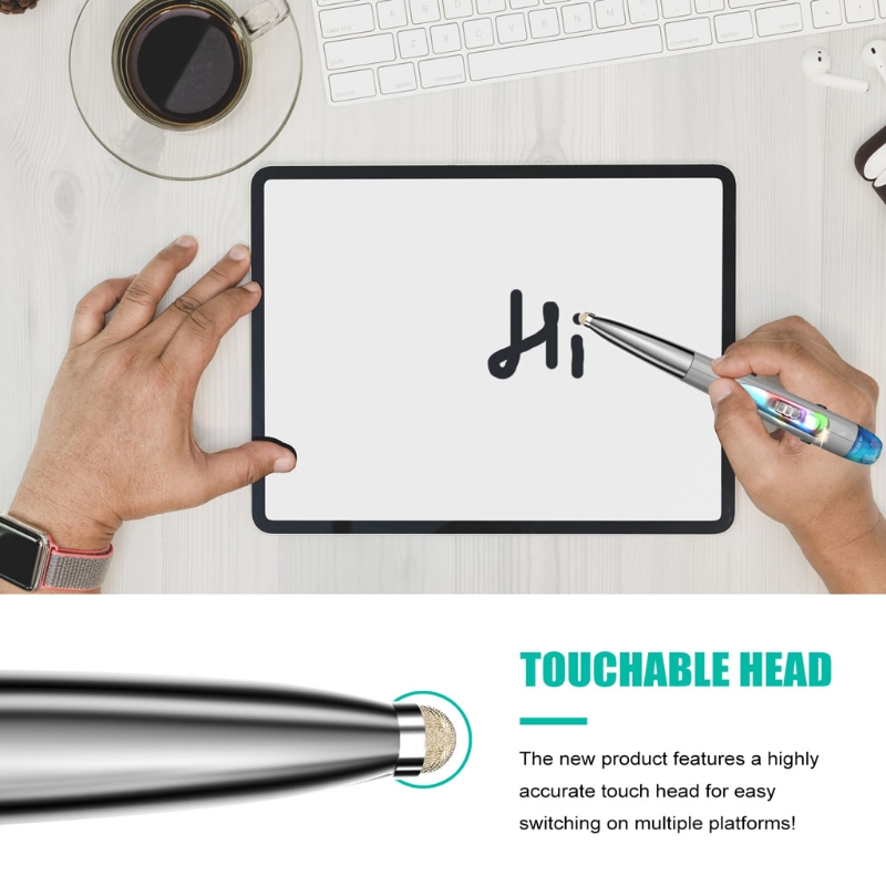 Rechargeable Right and Left Hand 1200 DPI 2.4G USB Wireless Mouse with Micro USB Type C Adapter Touch Pen Function for PC Laptop. 