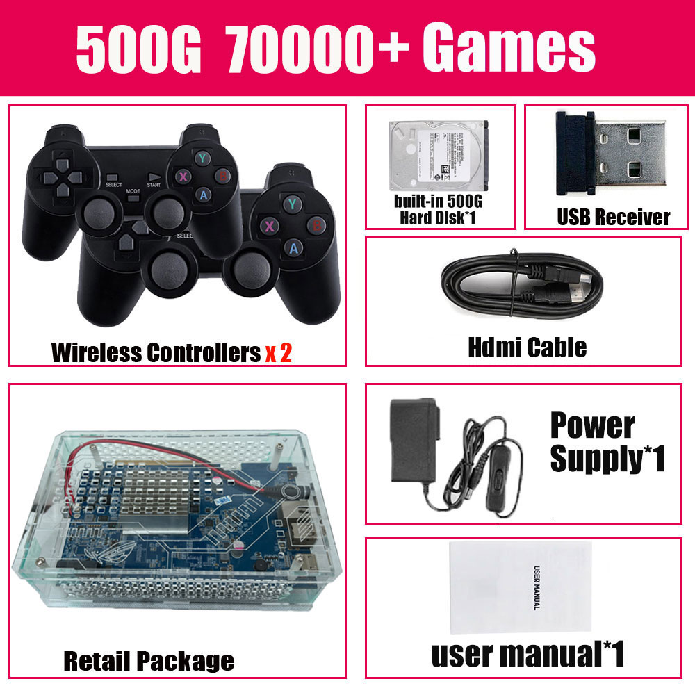 New Super Console U9 Play on TV Game Box 500G HDD 70000+Game For WII PS2 SS DC PSP PS1 PC Retro game HDMI Batocera system. 