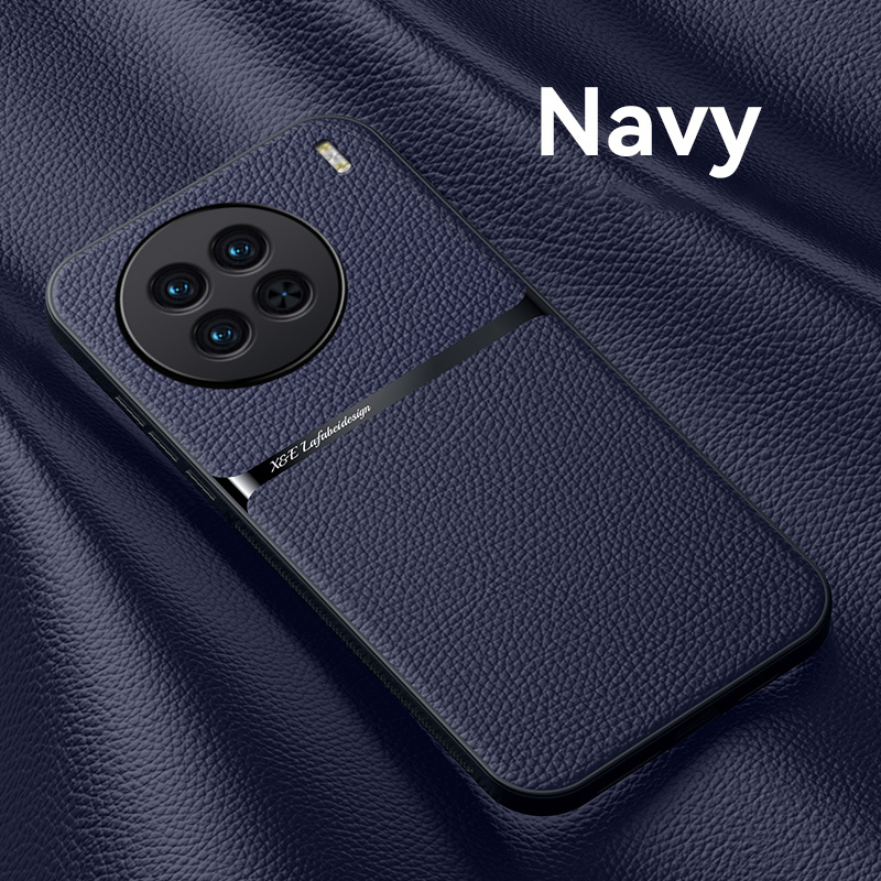 lthmy for VIVO X90 Luxury magnetic car holder leather phone case silicone back cover