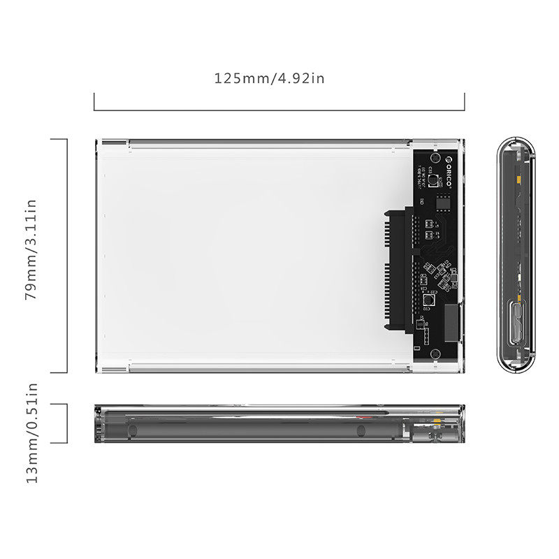 Orico 2.5 inch (2139U3) Transparent USB3.0 External HDD Enclosure. 