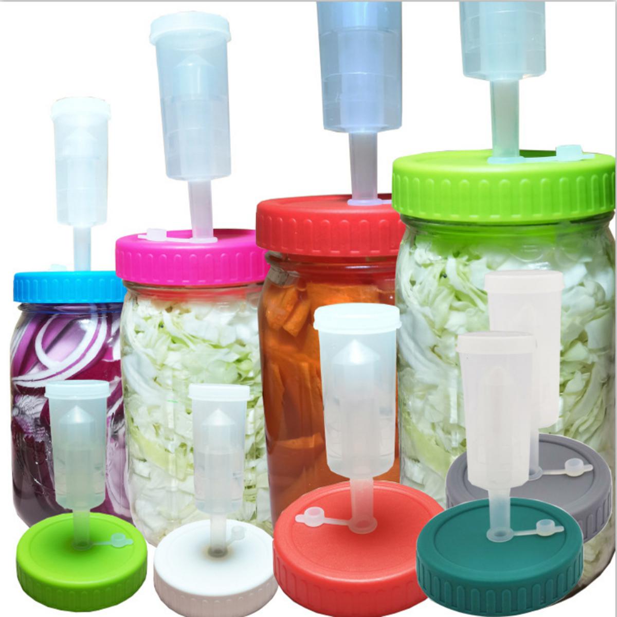 Fermentation Lid, Jar Fermentation Kit, Plastic Fermentation Lid Strap, Airlock, Silicone Grommet (jar Not Included)