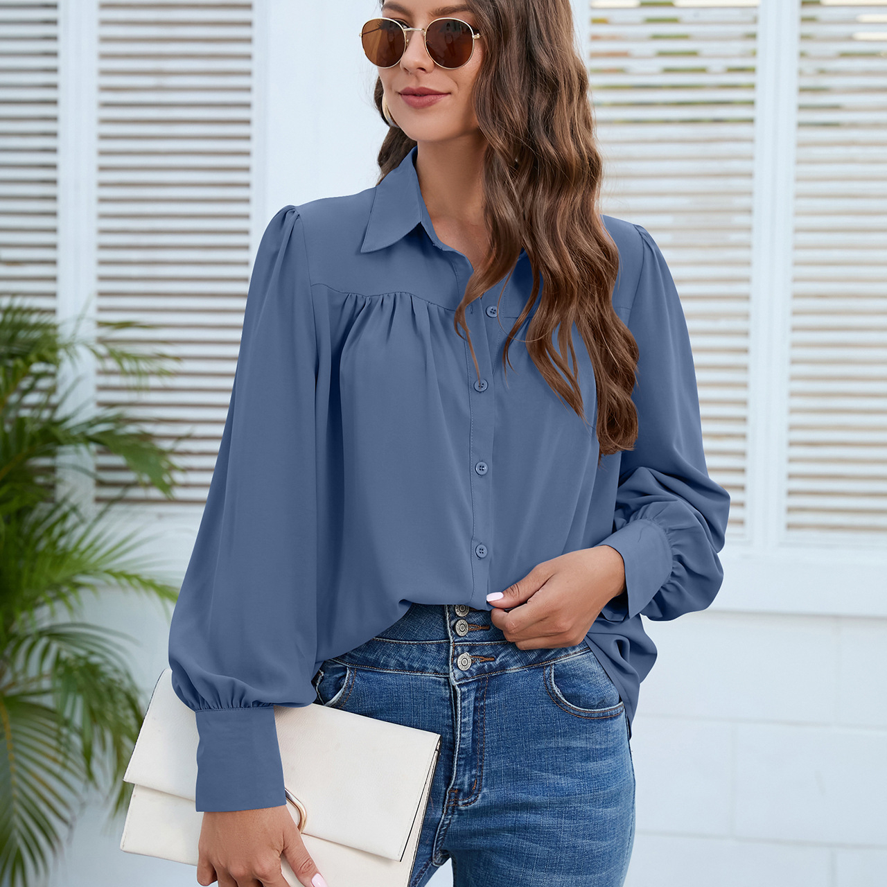 Ladies long hot sale chiffon shirts