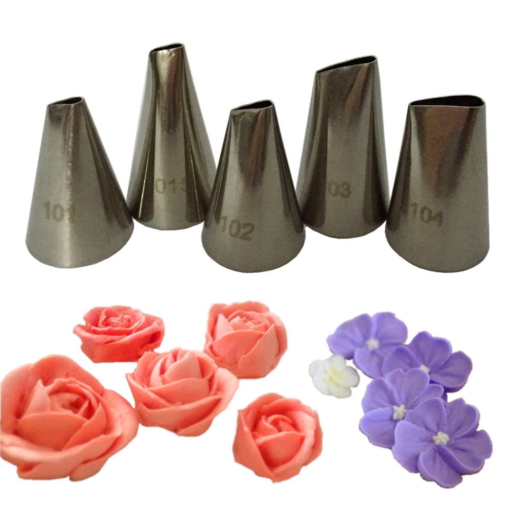 101S #101 #102 #103 #104 5pcs Flower Petal Nozzles Stainless Steel