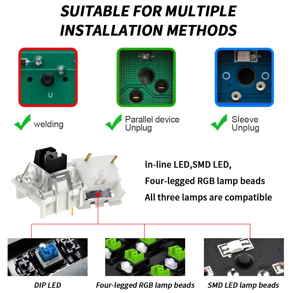 Outemu Switch Mechanical Keyboard Switch 3Pin Clicky Linear Tactile Silent Switches RGB LED SMD Gaming Compatible With MX Switch. 