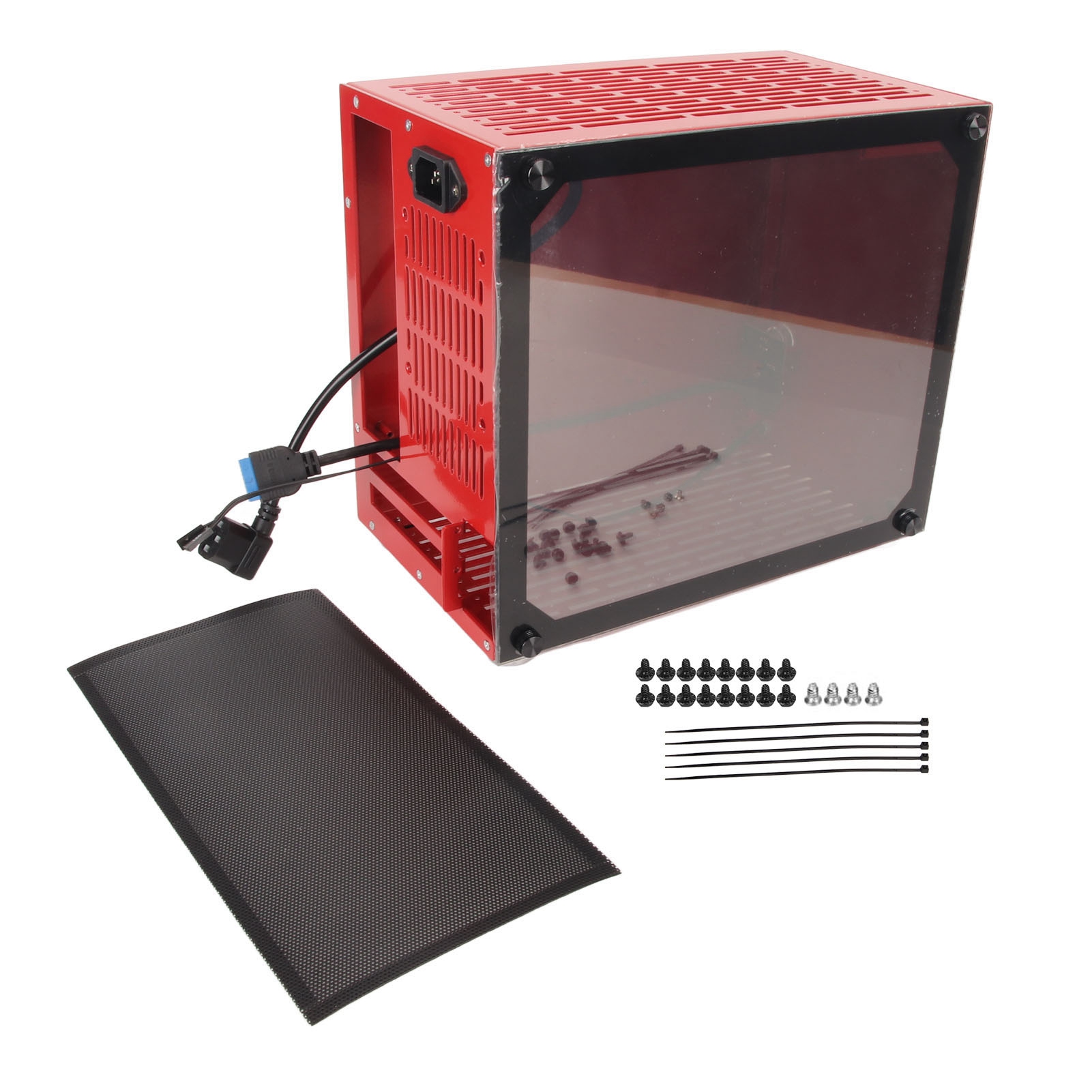 Mini ITX Case Aluminium Alloy Side Vents Anti Slip Foot Pad Fast Cooling Mini PC Case for HTPC Desktop 100‑240V. 