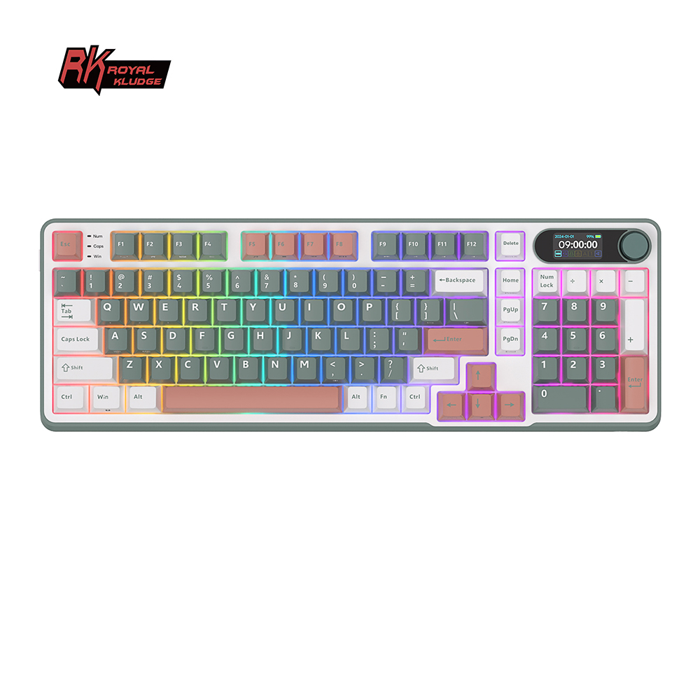 RK Royal Kludge RK S98 Camping 98 Key Tri-Mode RGB Wired Bluetooth 2.4G Wireless 3 Modes With TFT Screen. 