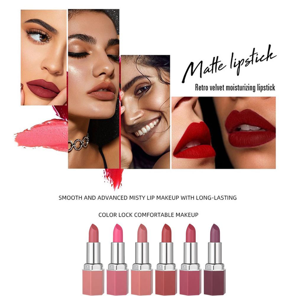 6Color Matte Moisturizing Lipstick Lipstick Matte Add Matte Texture Effect Color High Durability Comfortable L4T1. 