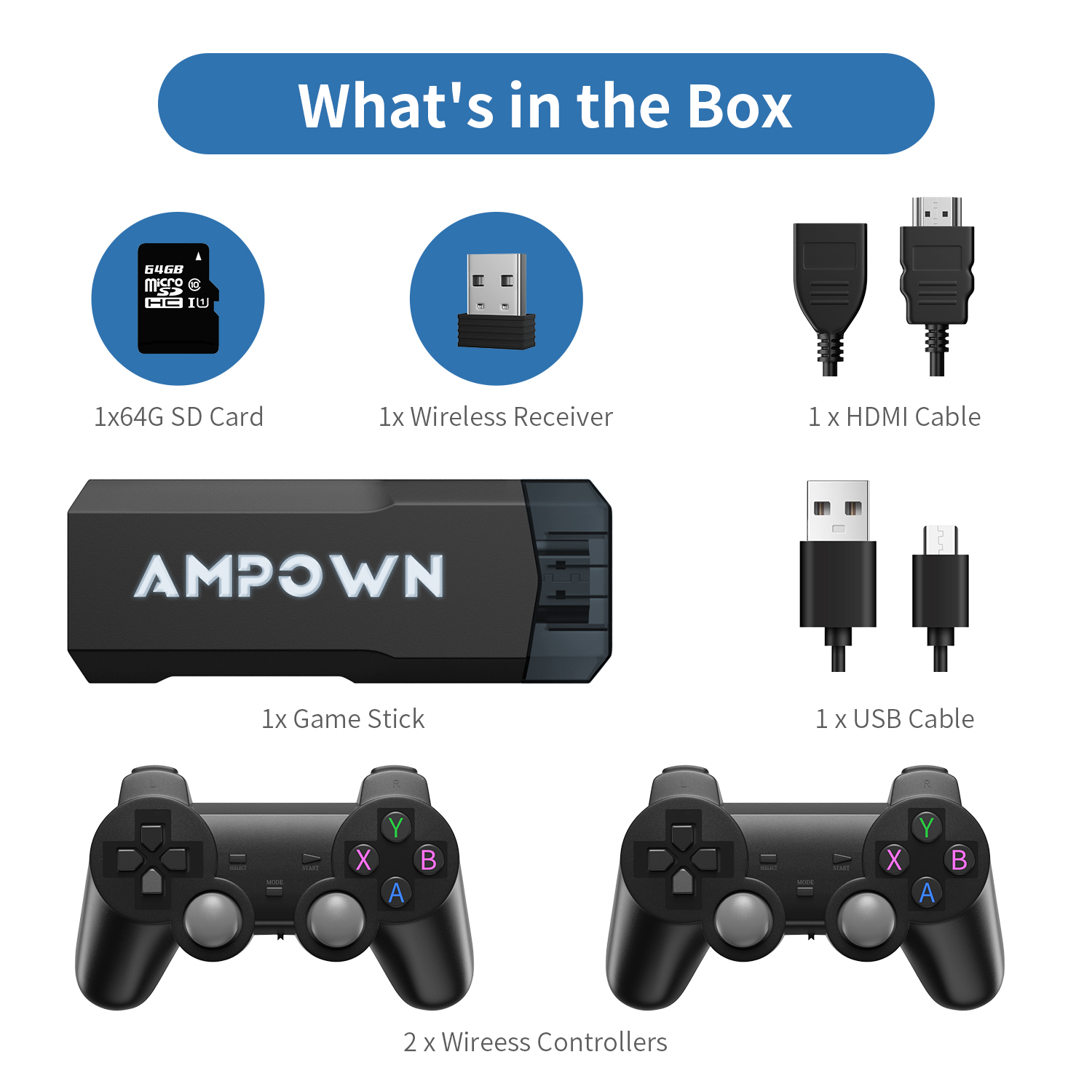 GD20 4K Game Stick 256G 70K Retro Games Consola Retro TV Handheld Game Console HD Output Dual Gamepads. 