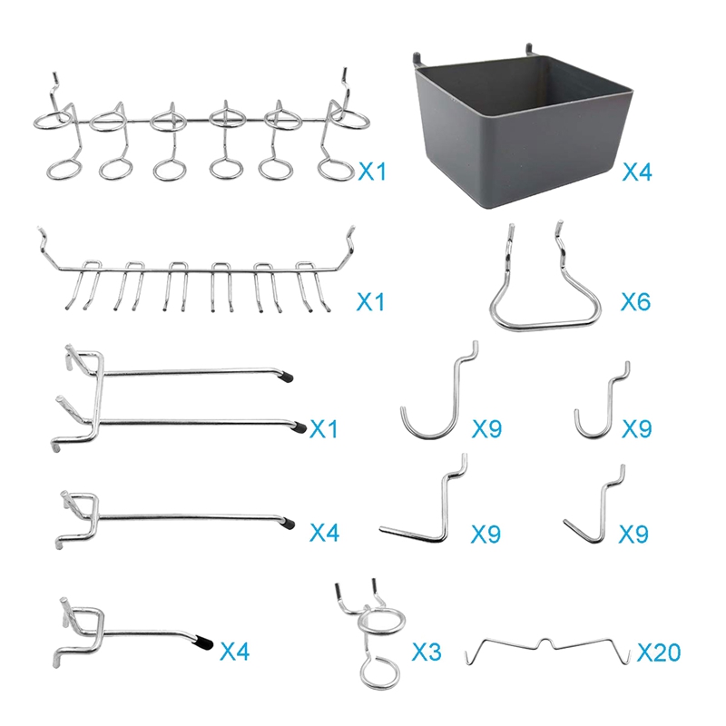 80 Piece Pegboard Hooks Assortment with Pegboard Bins, Peg Locks, for Organizing Various Tools for Kitchen Craft Room. 