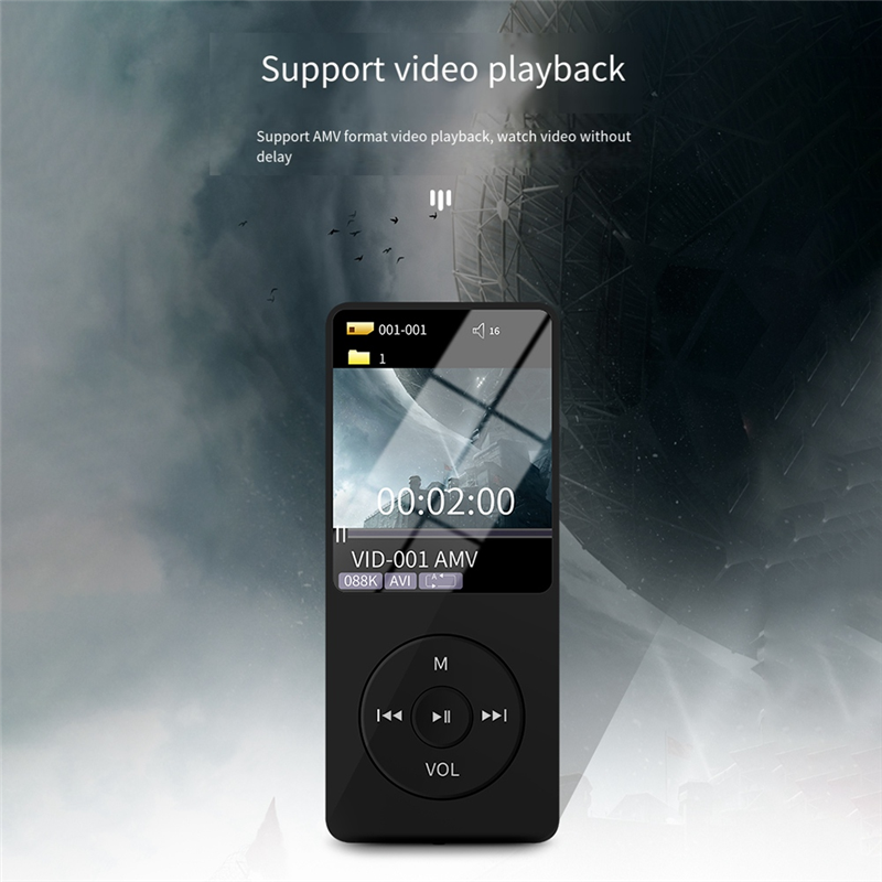 MP4 MP3 Bluetooth Player 160X120Px Mini Walkman Student 1.8 Inches Screen 64G Plug Card Sports Music Player, Easy to Use B. 