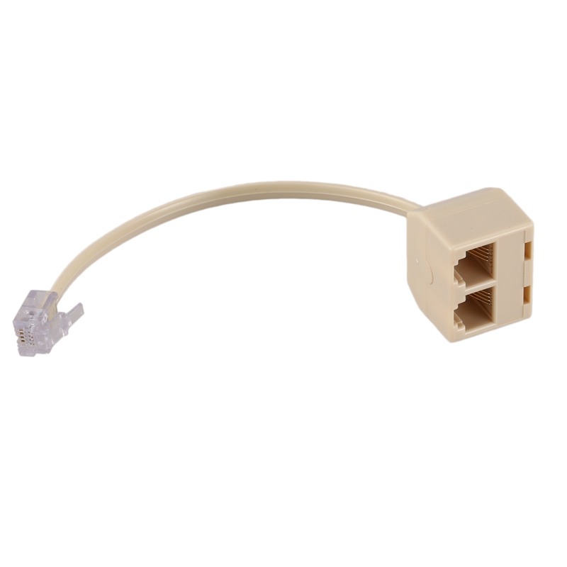 6X RJ11 6P4C 2 Way Outlet Telephone Jack Line Splitter Adapter Beige. 