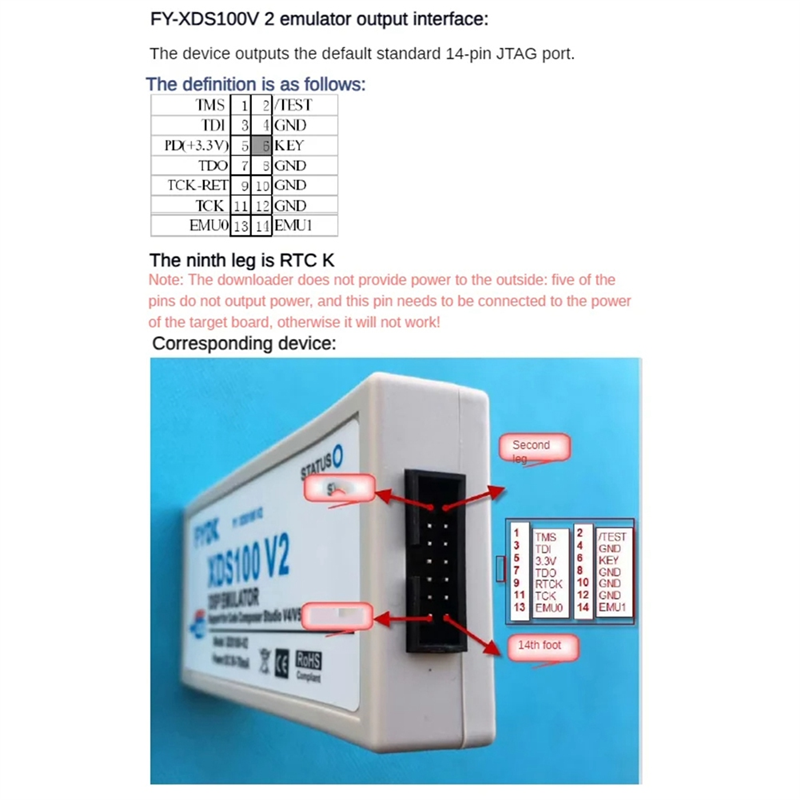 DSP Emulator Programmer XDS100 XDS100V2 JTAG Debugger Suitable for TI ARM9 A8 TMS320 TI DSP CCS5-CCS10 Easy Install Easy to Use. 