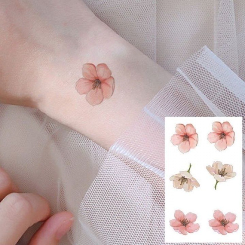 Sakura tattoo sticker waterproof long-lasting flower hand plain flower net red ins wind small fresh small pattern clavicle sticker