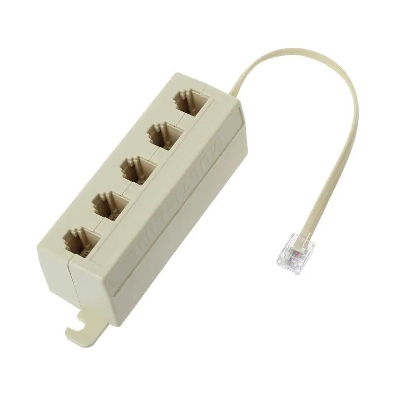 RJ11 Jack 5 Way Outlet Telephone Phone Modular Line Splitter Plug Adapter 6P4C B2RC. 