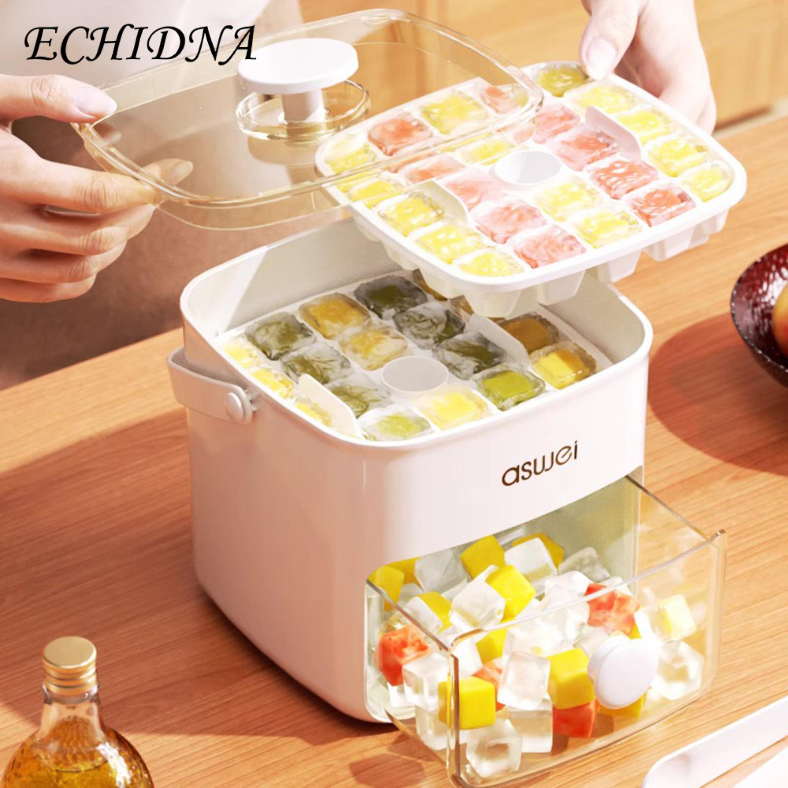 Mini Ice Cube Tray with Lid Bin 48 Cavities Ice Tray with Lid Quick-release Ice Maker for Home Kitchen Travel Perfect for Parties Restaurants Ice Cube Storage Box. 