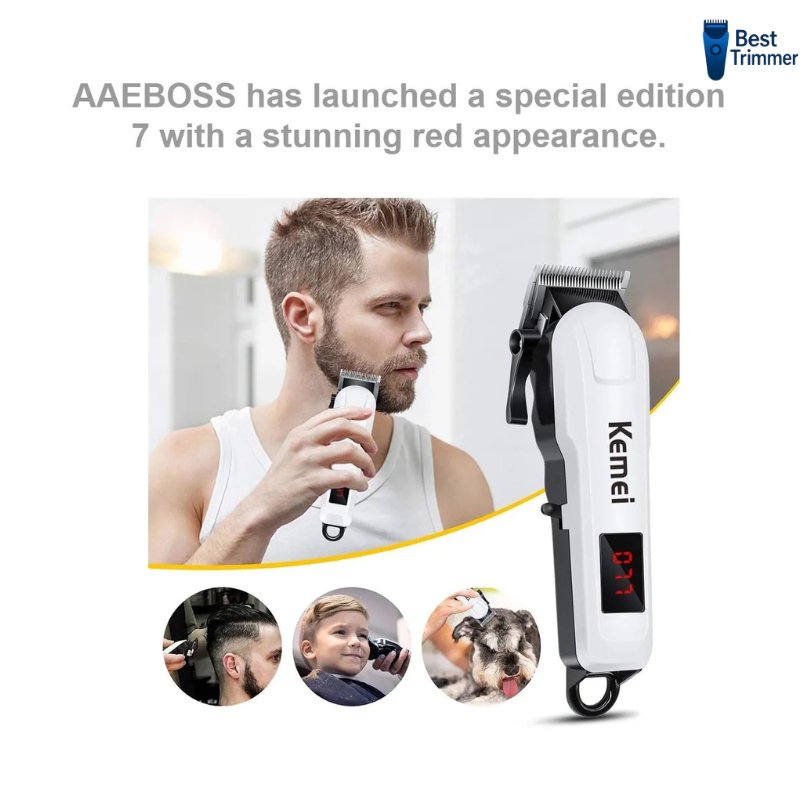 Kemei KM-809A Digital AC/DC Electric Rechargeable Professional Hair Clipper Trimmer. 