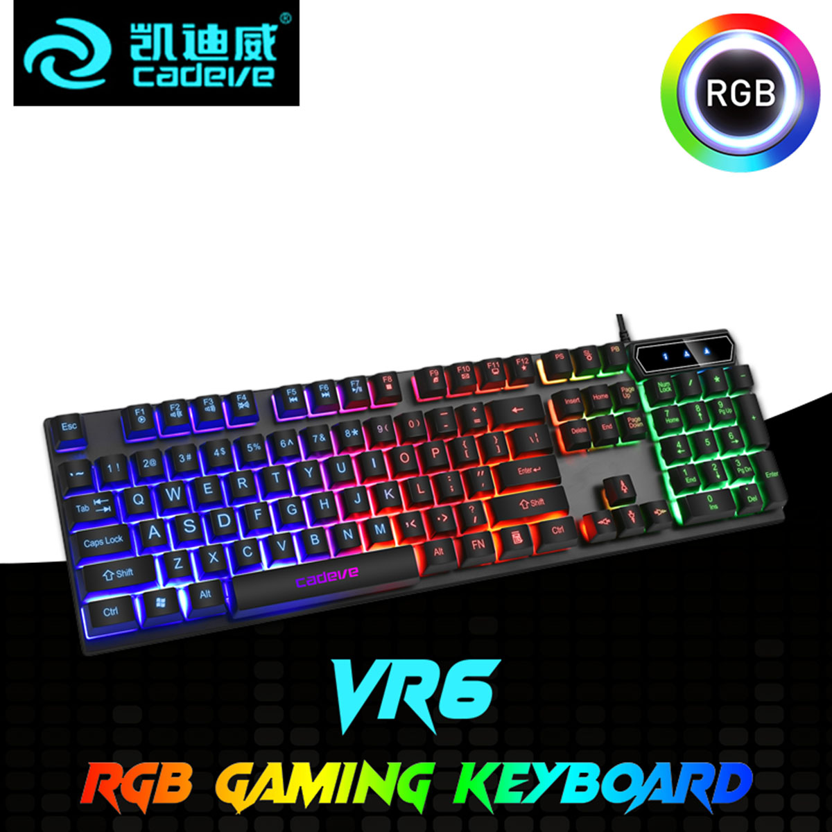 High-Performance - Gaming keyboard cadeve vr6 rgb keyboard rgb lighting backlit gaming keyboard - Effortless Usage