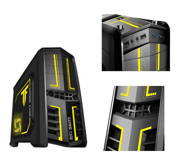 Segotep Chariot TF Mid Tower Gaming Computer Case Support ATX M-ATX ITX Motherboard - Black and Golden. 