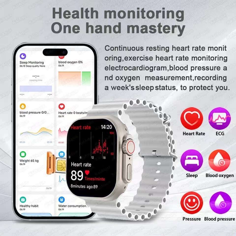 Smart Watch 4G SIM Card and Camera Video Call Whatsapp Notification AMOLED Screen Custom Dial Support TWS Earphone Connection. 